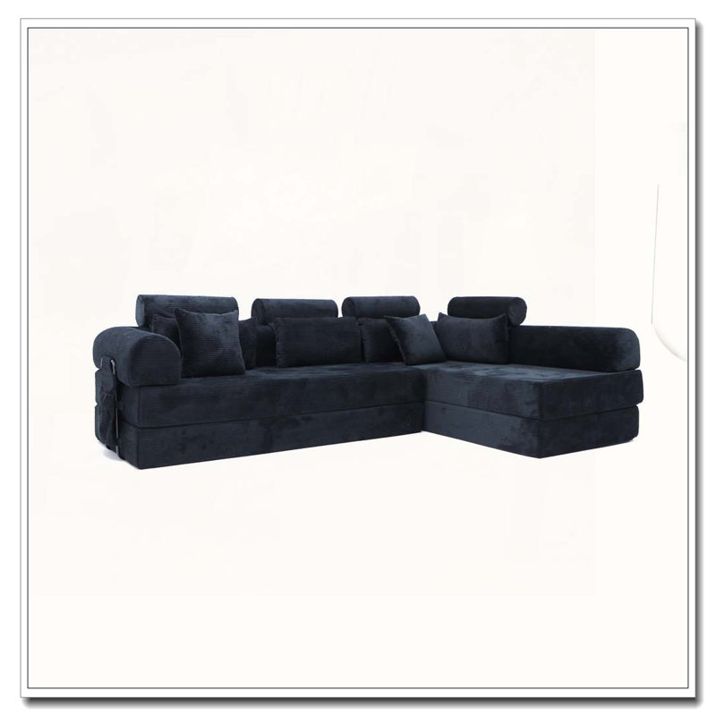 Canapé modulaire en L, Noir