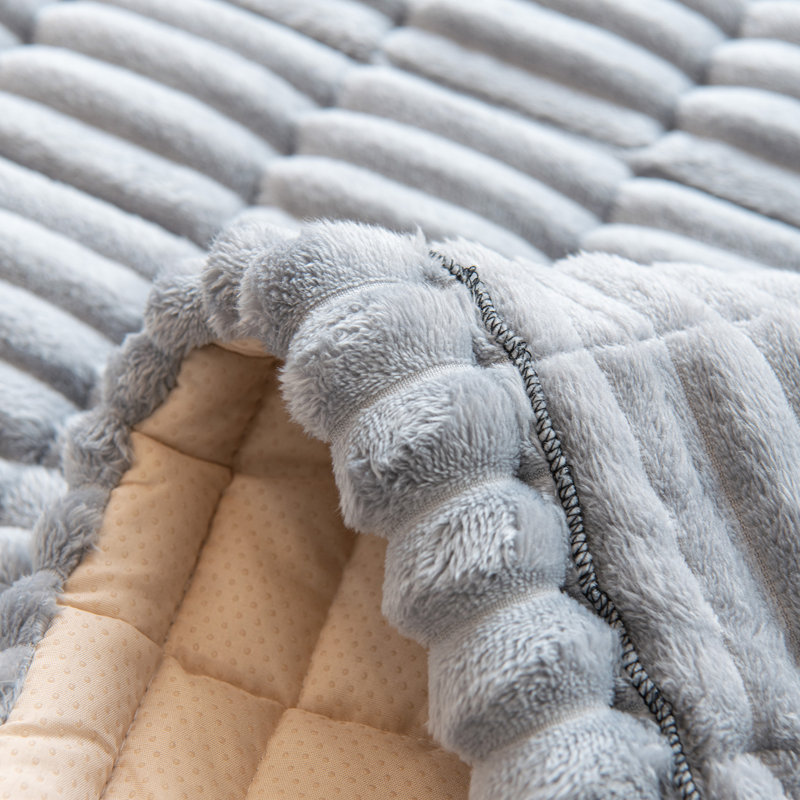 Housse pour canapé en velours côtelé doux, H 1,2 po x l 71 po x P 27,5 po, Velours côtelé gris pâle