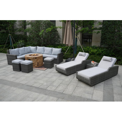 Almanza 11 - Person Patio Conversation Set with Cushions