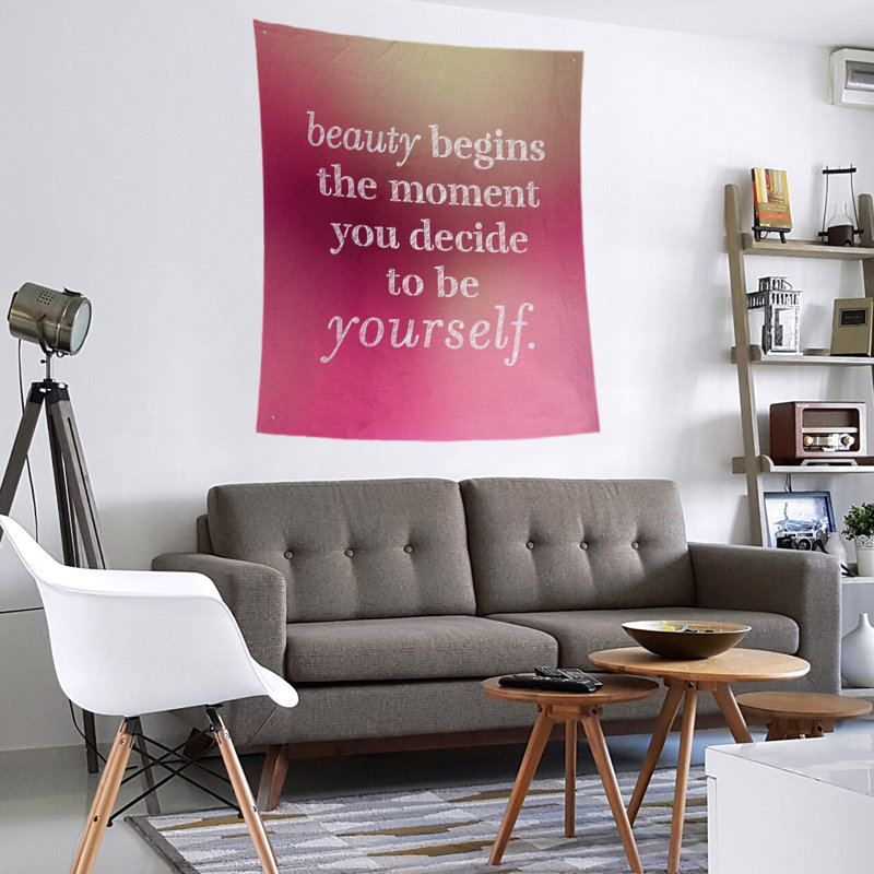Tapisserie en polyester véritable citation beauté, H 60 po x l 51 po, Lueur rose