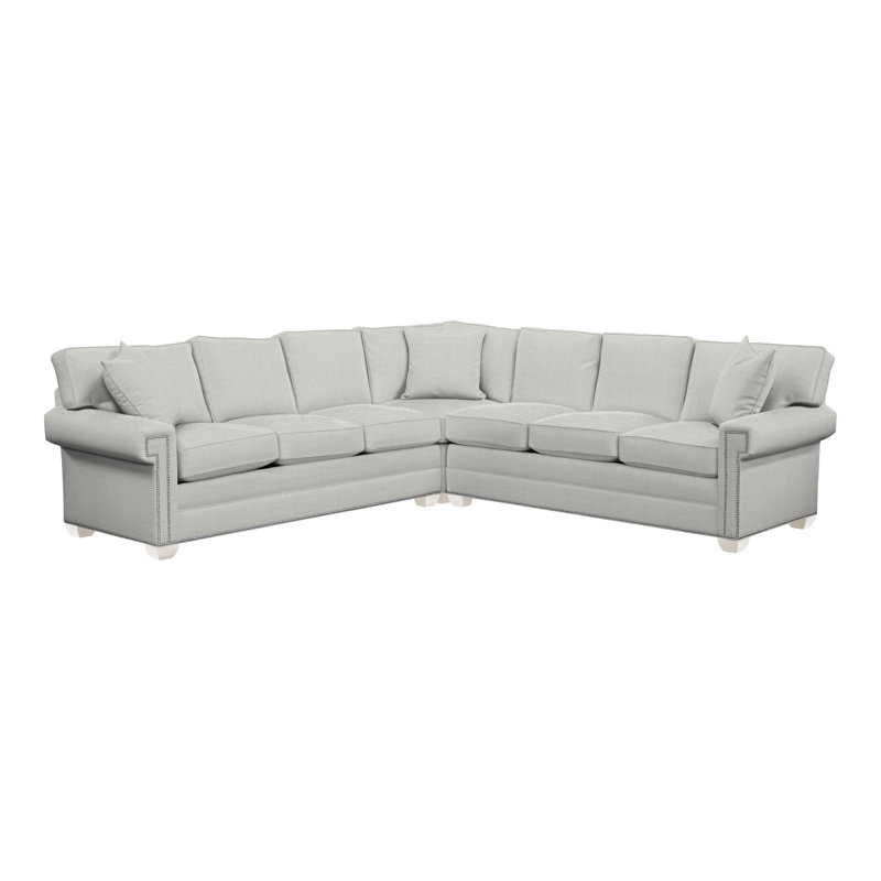 American Bungalow 3-Piece Davidson L-Sectional, Callaloo Cotton, Casa Blanca, Yes