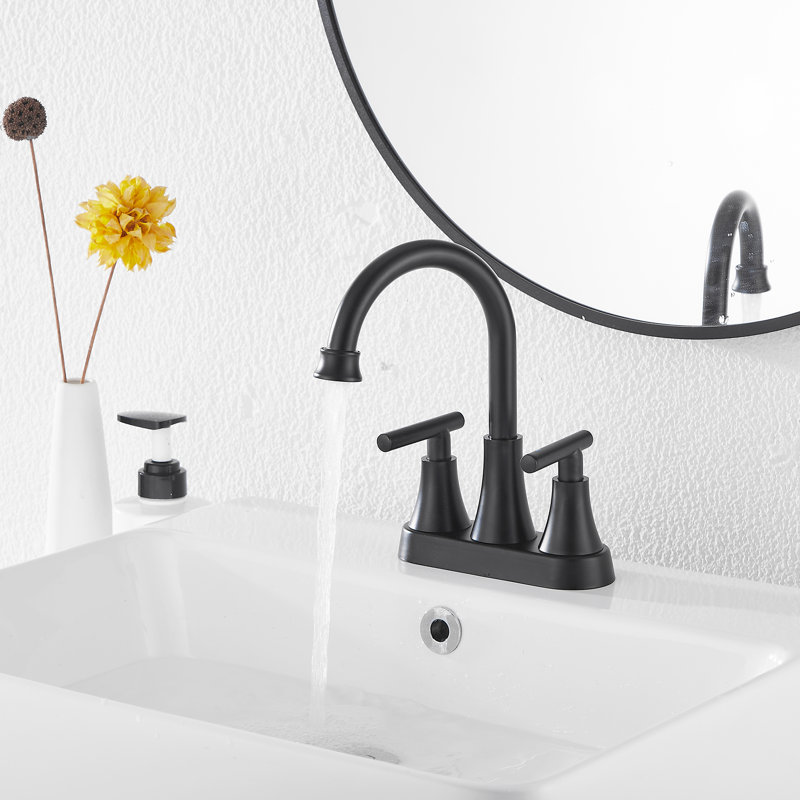 Centerset 2-handle Bathroom Faucet with Drain Assembly, Matte Black