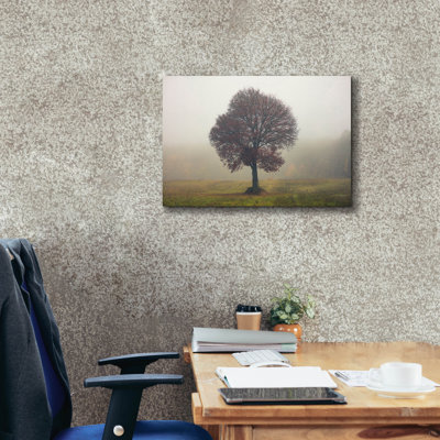 Arbre dans la brume, par Iorg Vitomirov, art mural sur toile, 26 po x 18 po