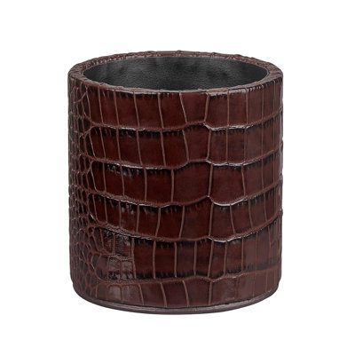 Graphic Image Pencil Cup, Leather, Brown