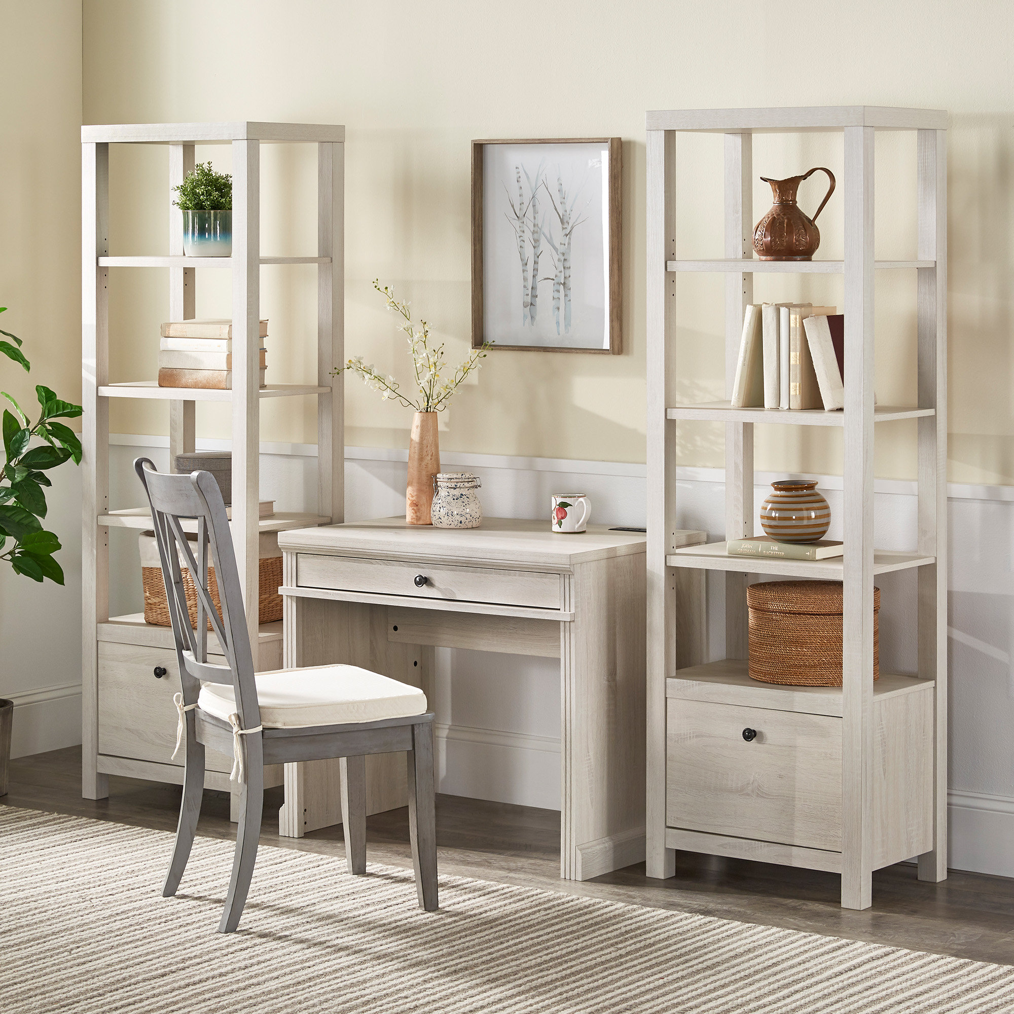 Laurel Foundry Modern Farmhouse Albali Wall Bookshelf And Desk Set ...