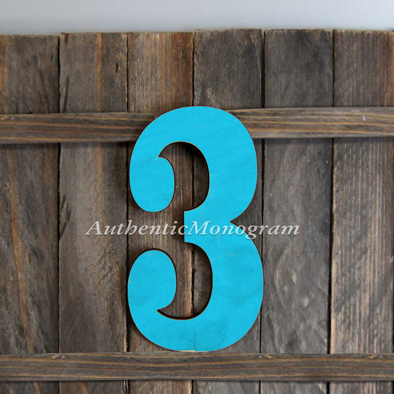 Suspension murale numéro de lettre monogramme, 3, Bleu