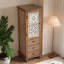 Armoire de rangement rustique en bois avec porte découpée décorative et 3 tiroirs