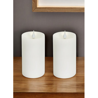 Set of Two White Flameless Pillar Candle