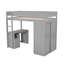 Lit mezzanine simple gris avec placards et bureau à 2 tiroirs - Lit mezzanine pour enfants avec armoire et rangement-1790661405