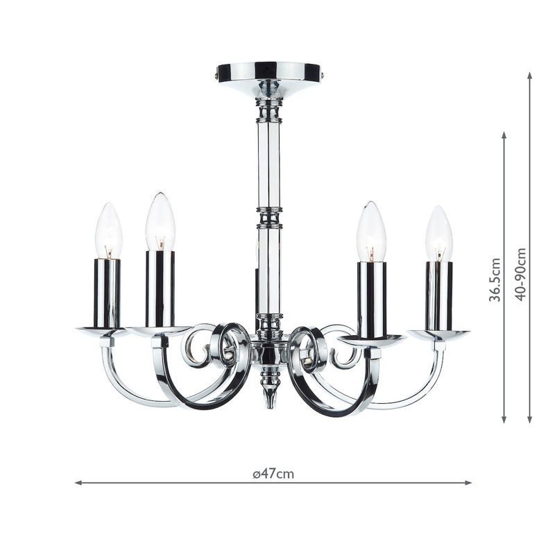 Ameche 5 - Light Candle Style Chandelier