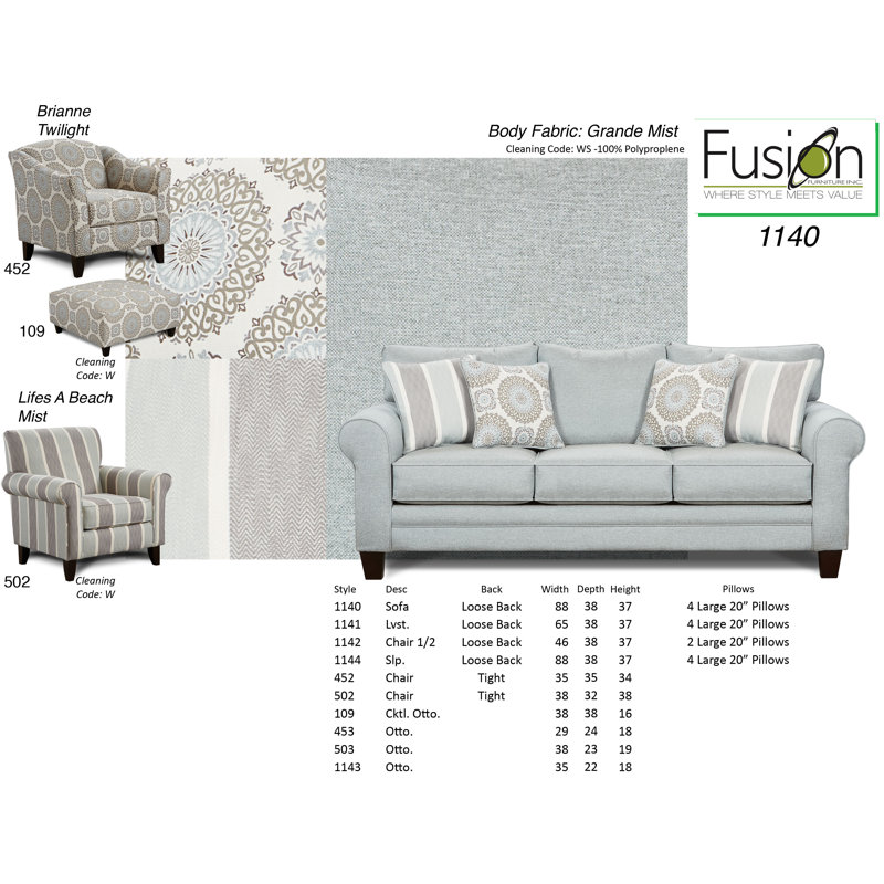 Causeuse Fusion Furniture Vandy Heather, Gris