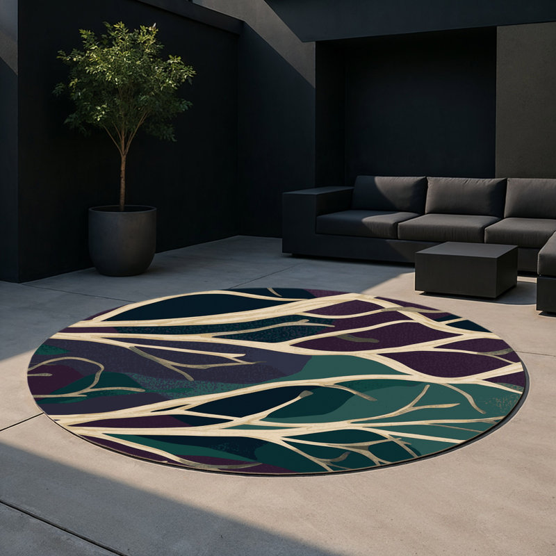Tapis intérieur et extérieur en velours, Rond 5 pi