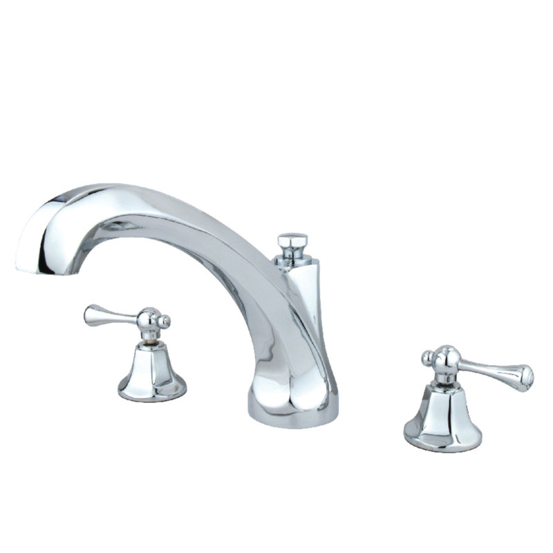 Kingston Brass Vintage Two-Handle 3-Hole Deck Mount Roman Tub Faucet, Polished Chrome