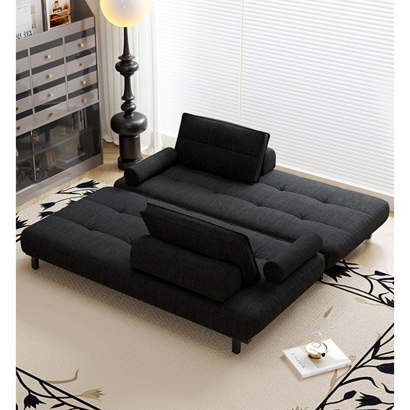 Canapé noir en polaire grainée et acier au carbone, style Mid-Century, pour chambre et salon