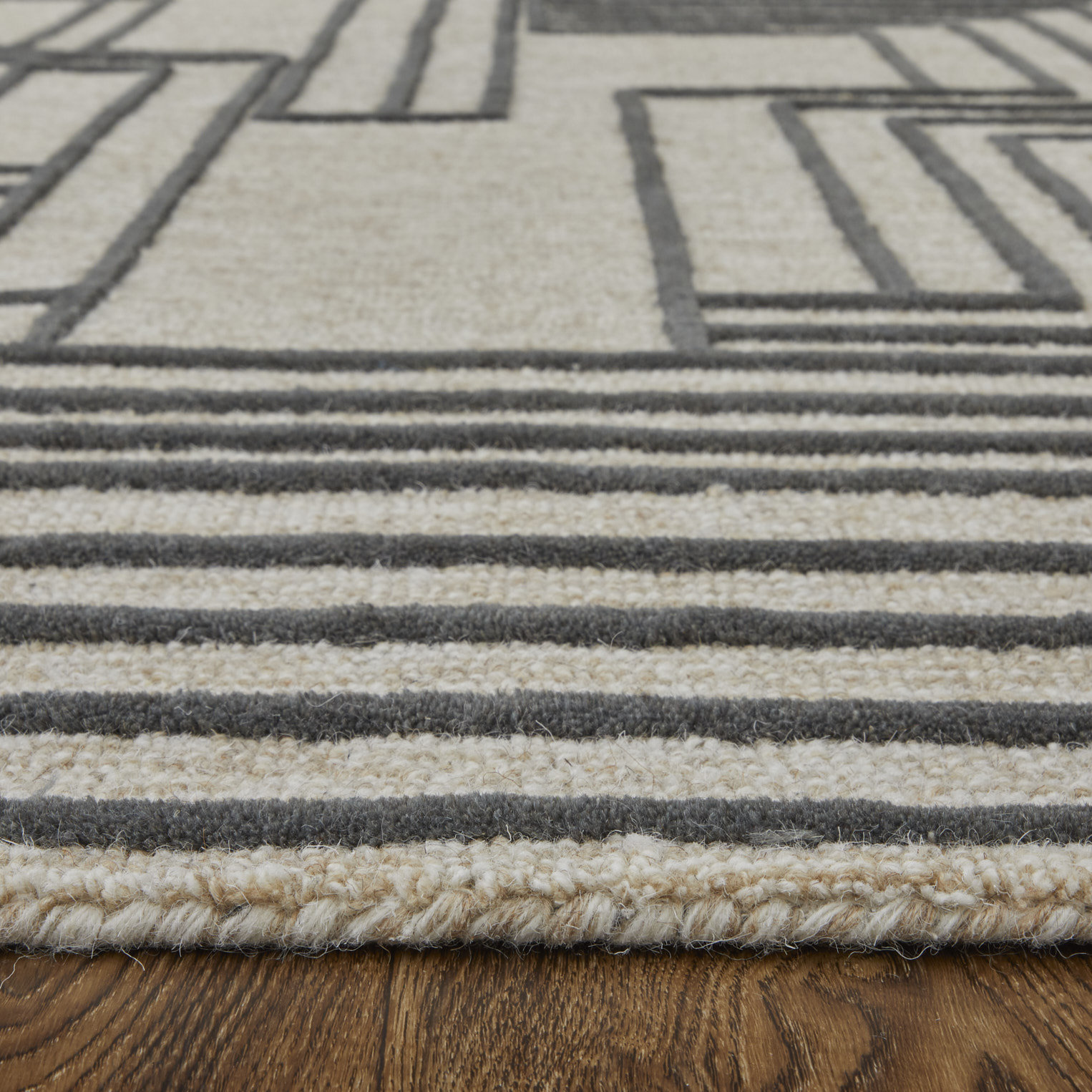 Gansett Tan Brown Hand-Woven Geometric Rug, Runner 2'6" x 8'