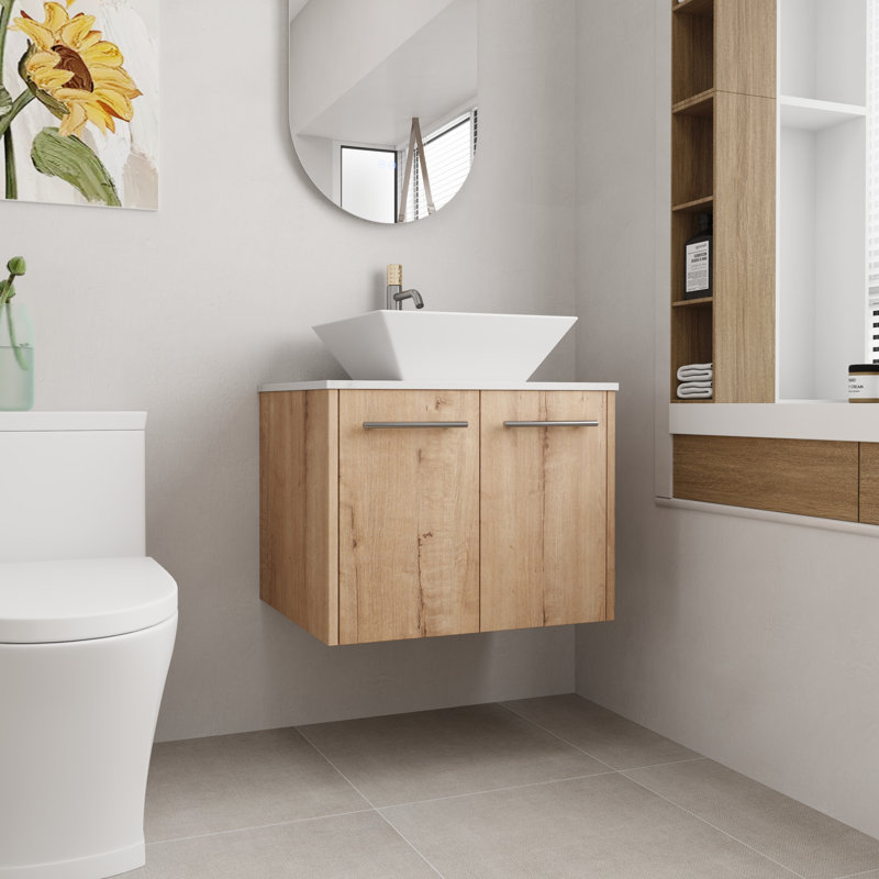 Ensemble de meuble-lavabo flottant simple 24 po avec plateau en céramique Daizon