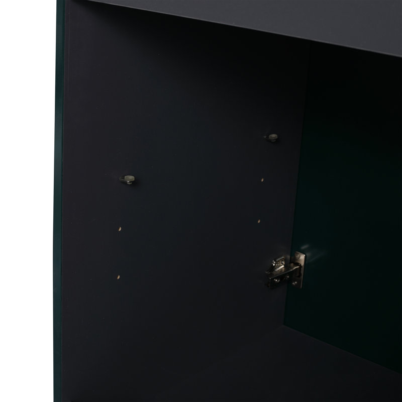 Meuble-lavabo autoportant avec lavabo en résine, Vert, Doré