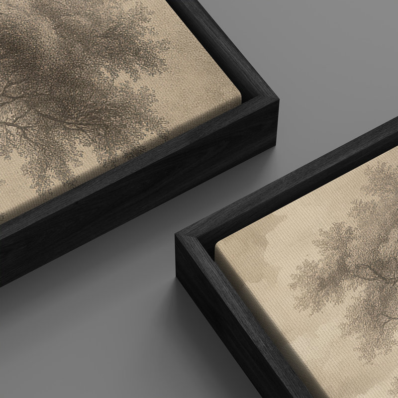 «Brown Tone Tree Landscape Art Extra Large», reproduction d'art sur toile encadrée, Noir, H 60 po x l 30 po