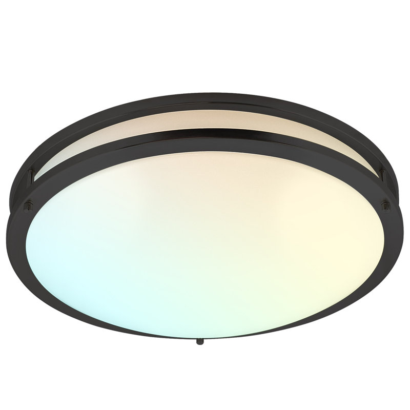 Eryx Acrylic LED Flush Mount Ceiling Light, 18" H x 18" W x 4.45" D, Black