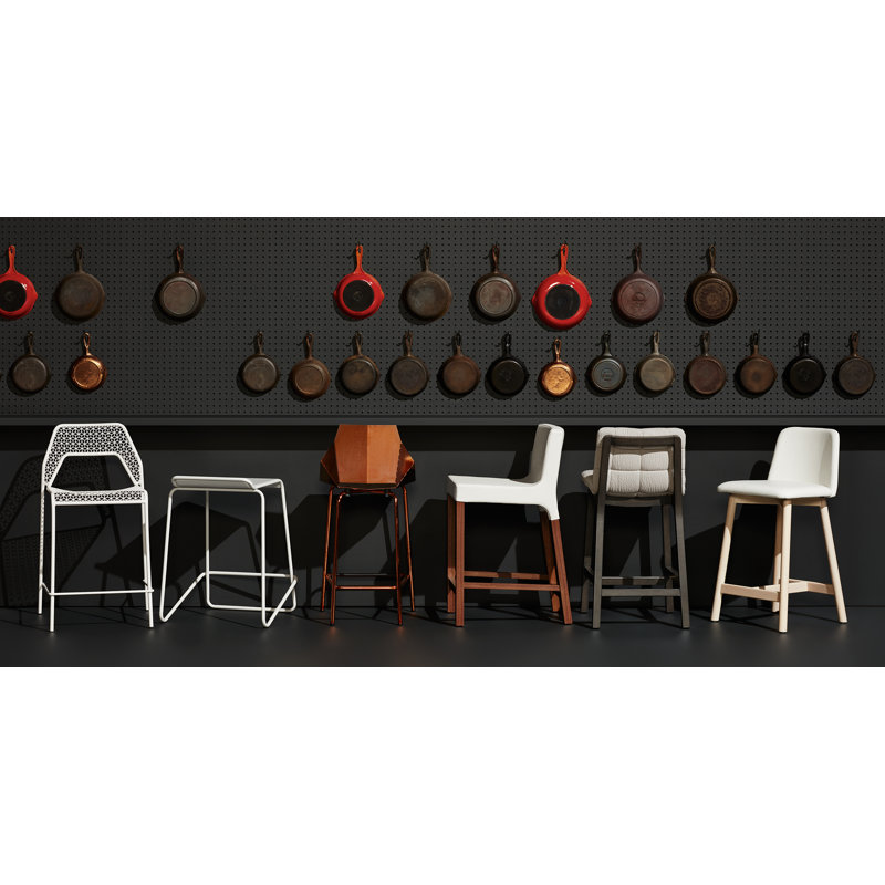 Chip Stool, White Oak, Bar Stool (31" Seat Height), Toohey Olive Plainweave