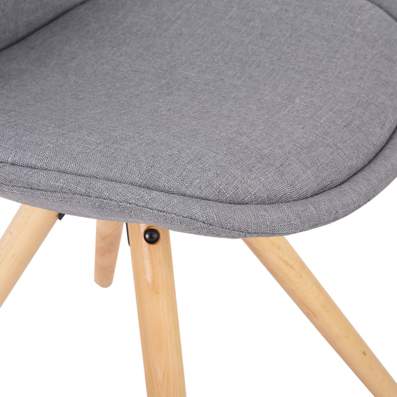 Bibb Upholstered Dining Chair, Light Grey, Wood