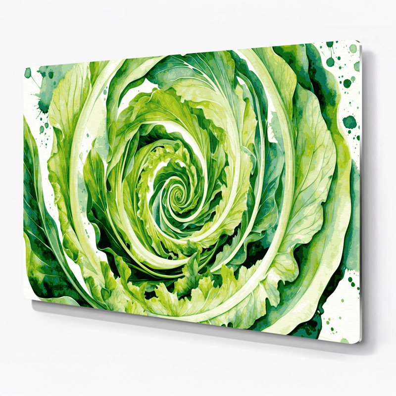 Art mural en métal beige, légumes, endives, cichorium endivia, 11" H x 14" W