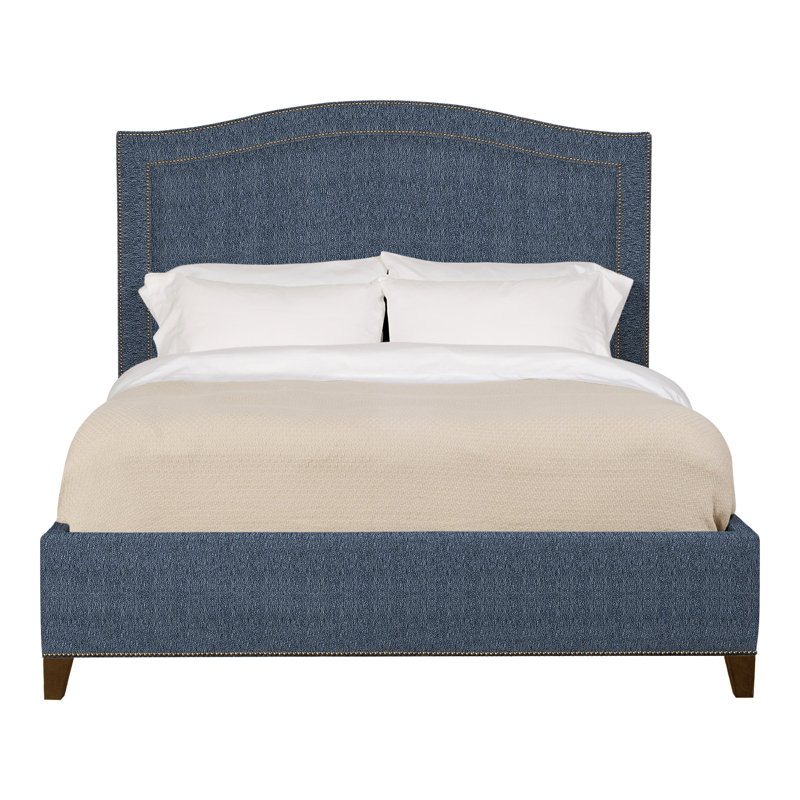 Caroline/Casey Queen Upholstered Low Profile Panel Bed, Navada Blue, Yes, Havana