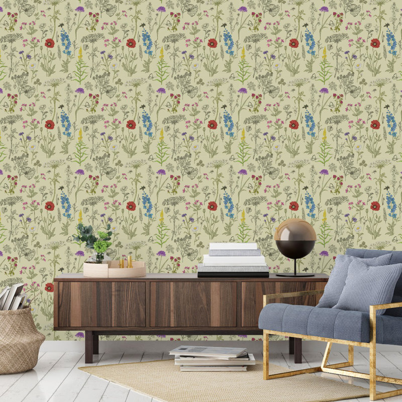 Fleurs sauvages sur fond vert