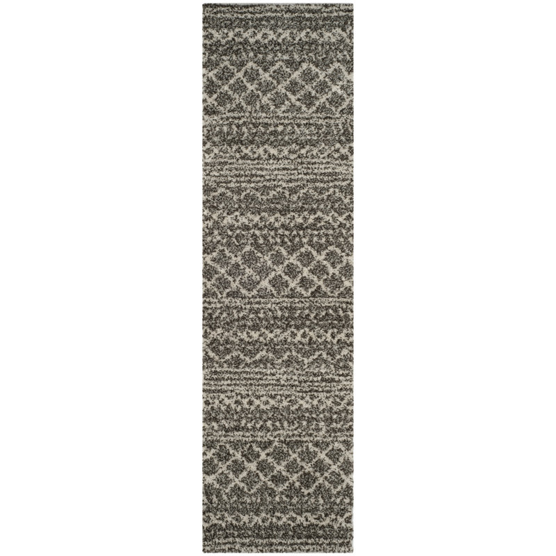 Develin Performance Geometric Rug, Runner 2'3" x 8', Brown/Ivory