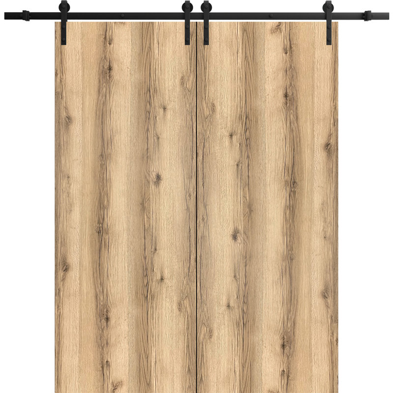 Porte de grange à panneaux en bois Planum sans trousse de quincaillerie d'installation, Chêne, 56 po x 80 po