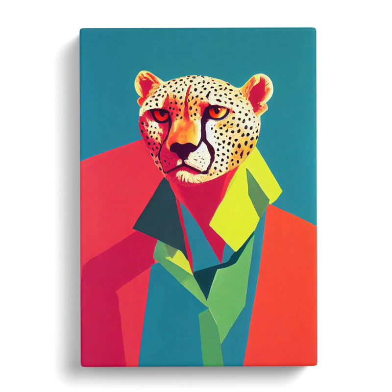 Katya Pop Art Cheetah - Wrapped Canvas, 50cm H x 35cm W x 3cm D