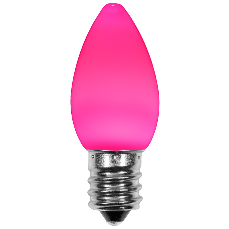 OptiCore LED Shatterproof C7 Smooth Christmas Light Replacement Bulbs, Pink
