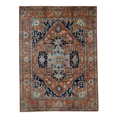 Tapis unique brun / bleu noué à la main de haute qualité