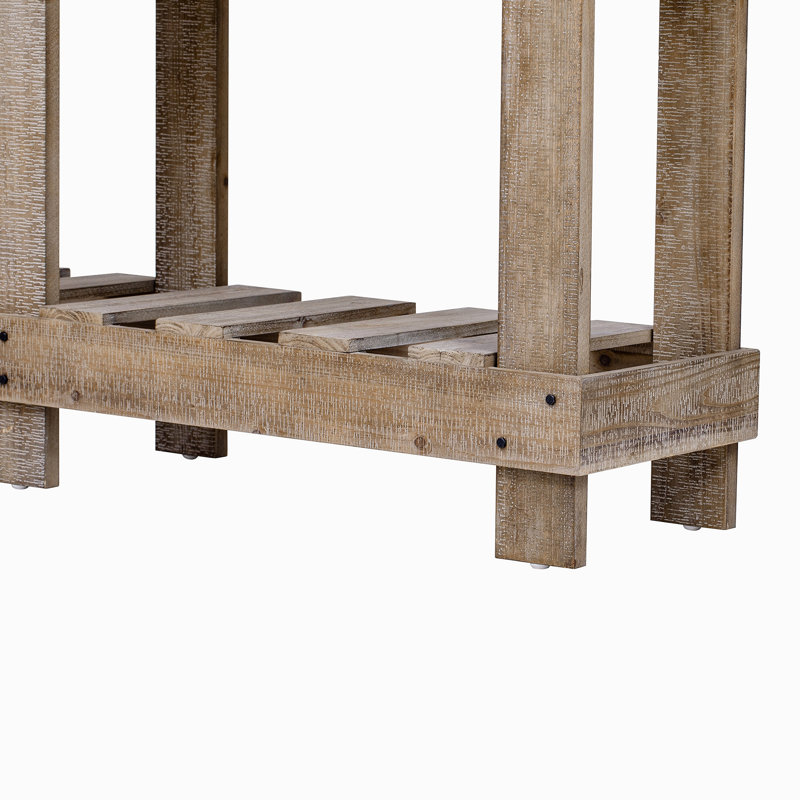 Modern Farmhouse 62.9" Solid Wood Entryway Table, Natural