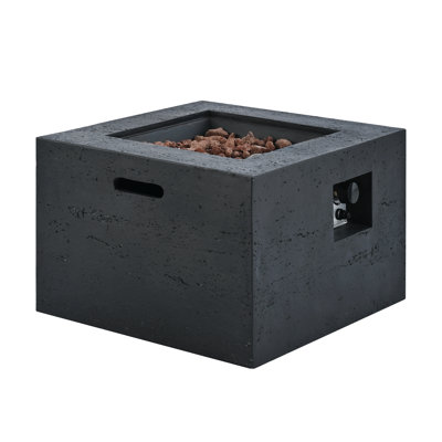Kalenor 24-Inch Contemporary Square Fire Pit With Adjustable Flame And Lightweight MGO