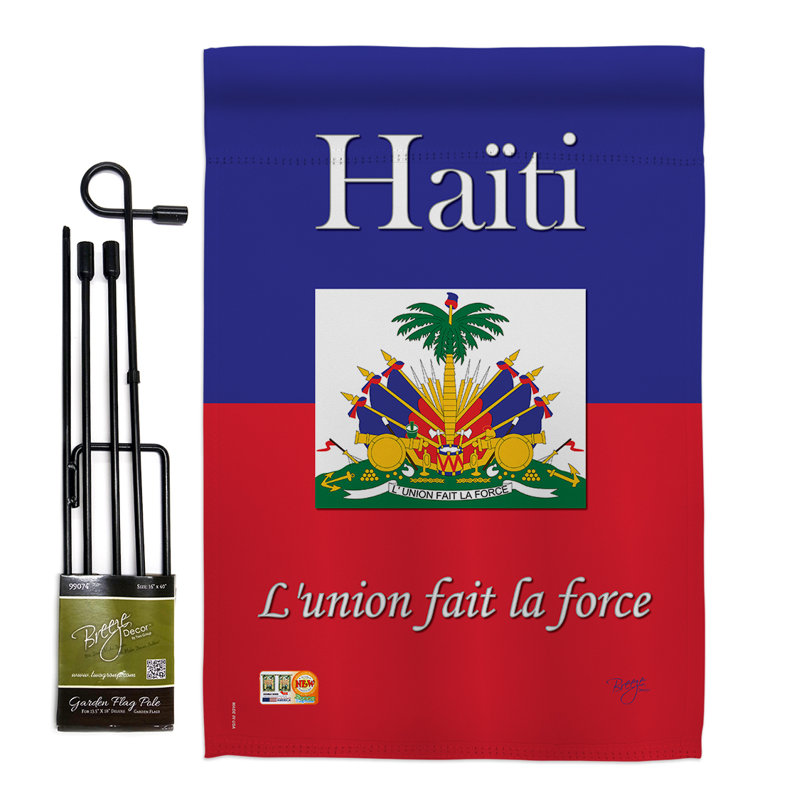 Ensemble drapeau 2 côtés 1 pi 7 po x 1 pi 1 po haïti