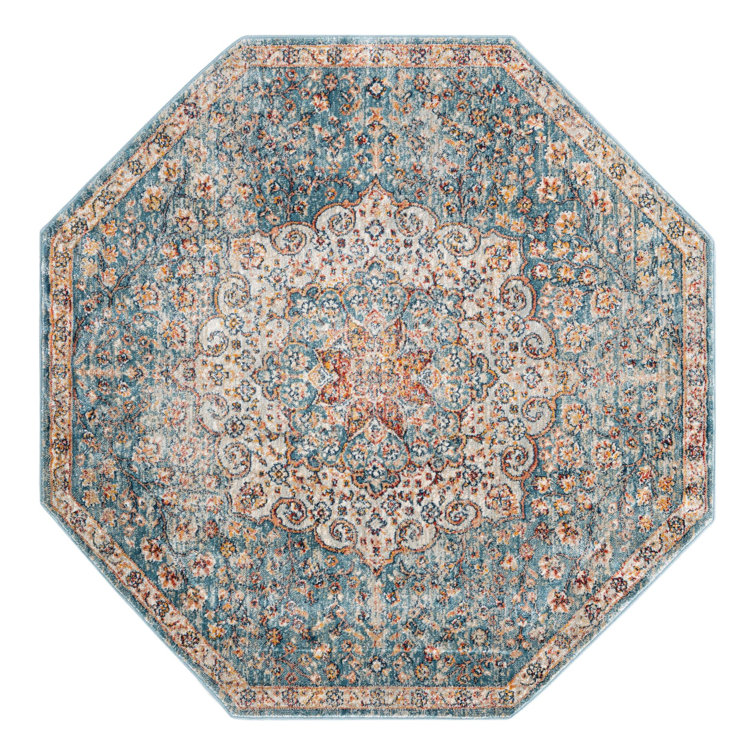 Tapis oriental bleu / rouille / ivoire Kaleigh