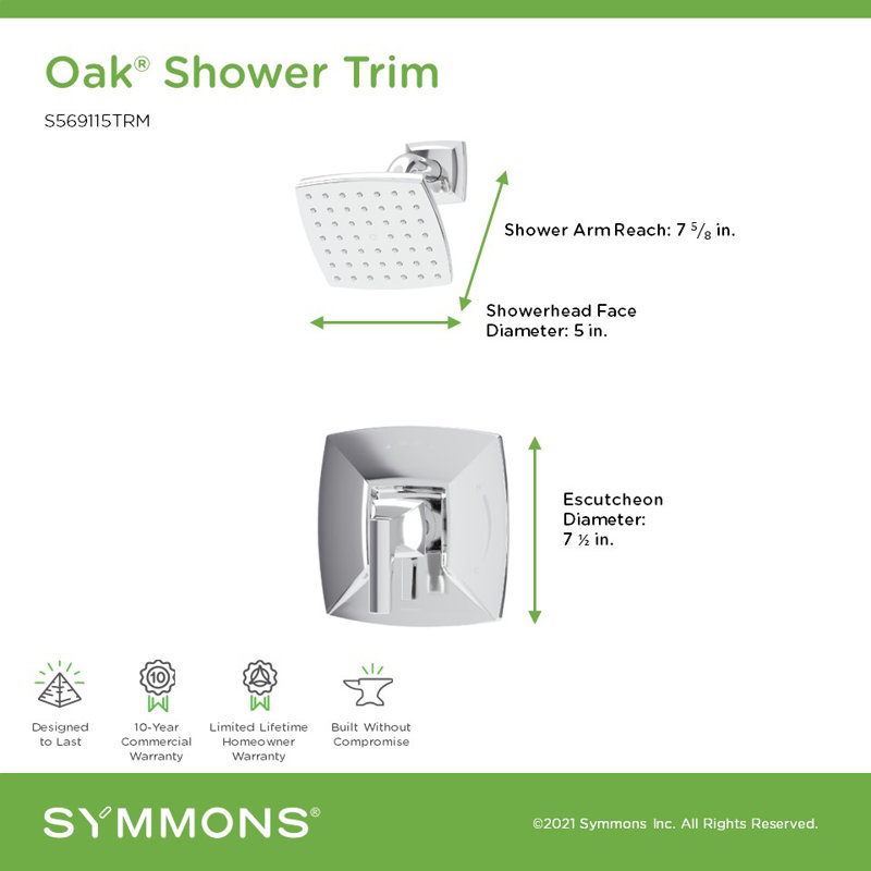 Ensemble de garniture de douche Oak HydroMersion avec contrôle de volume, Chrome poli
