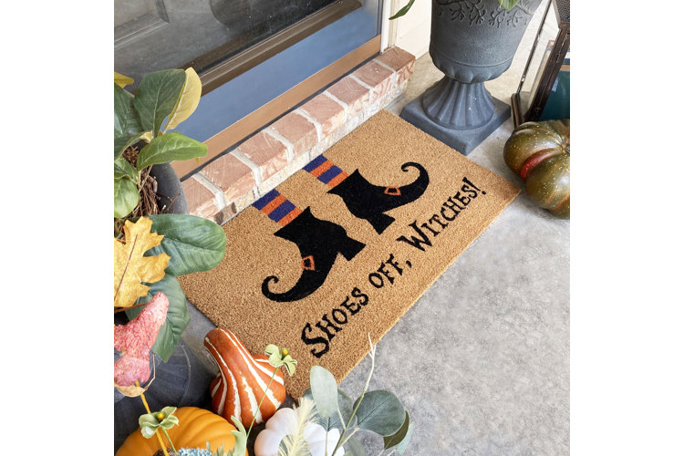 Narrow Doormat Graveyard Halloween Coir Doormat / Fall Door 