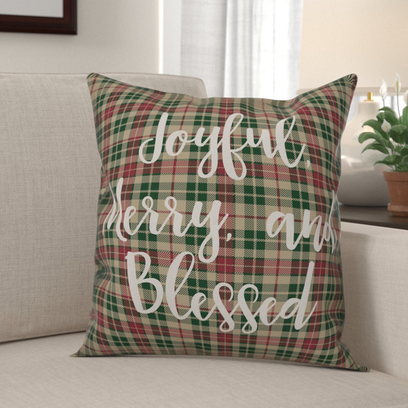  Coussin Joyful, Merry Blessed in Tartan, Housse de coussin