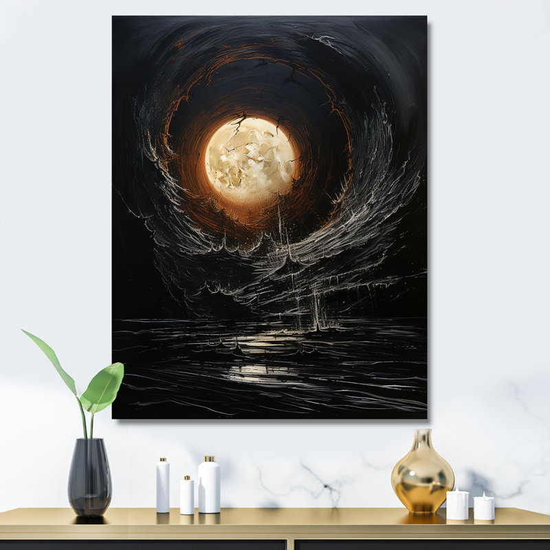 " Moon Ebony Eclipse Silence I " Color Photography Print, Wrapped Canvas, 44" H x 34" W