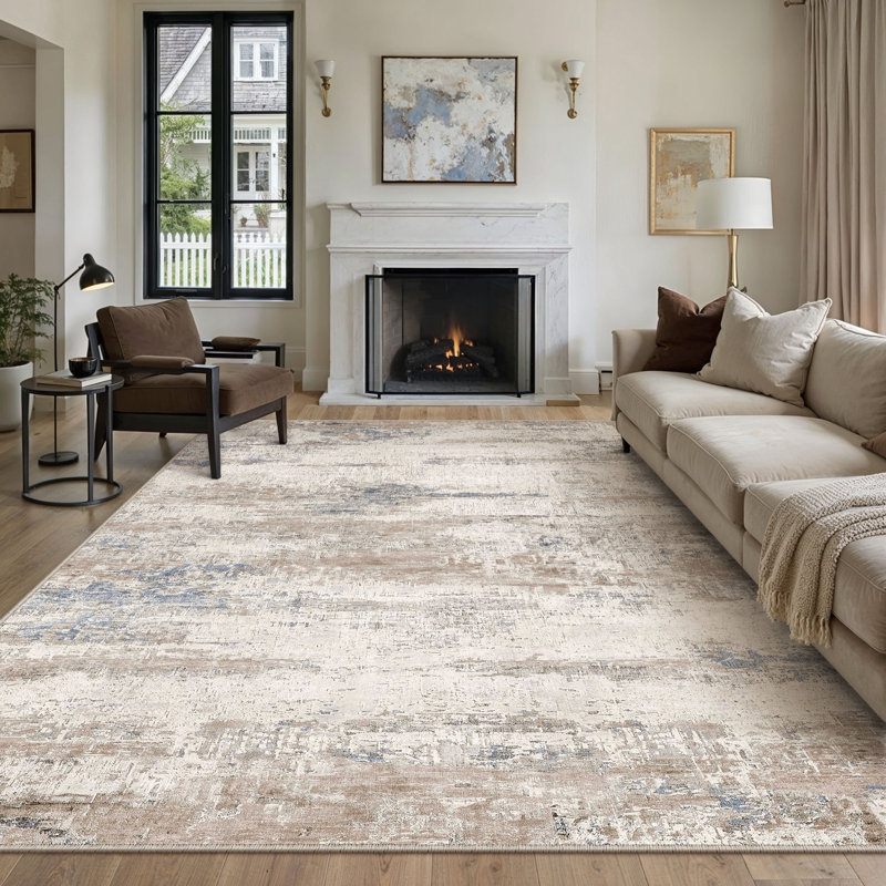 Sarah Modern Abstract Machine Washable Area Rug, Rectangle 8' x 10'
