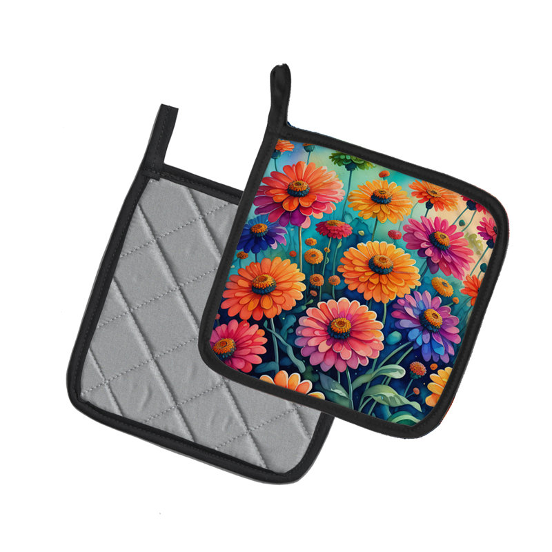 Paire de poignées colorées Zinnias