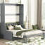 Grand lit en gris, mur pliable avec coussin, option d'espace pour les chambres d'amis et les petits espaces de vie