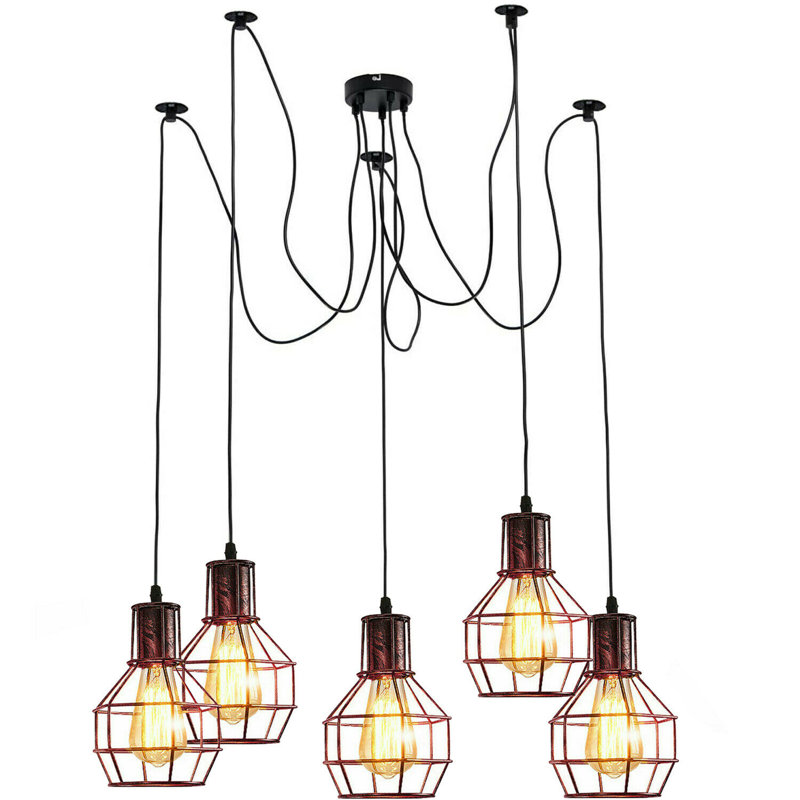 McAlester 5 - Light Cluster Pendant, Rustic Red
