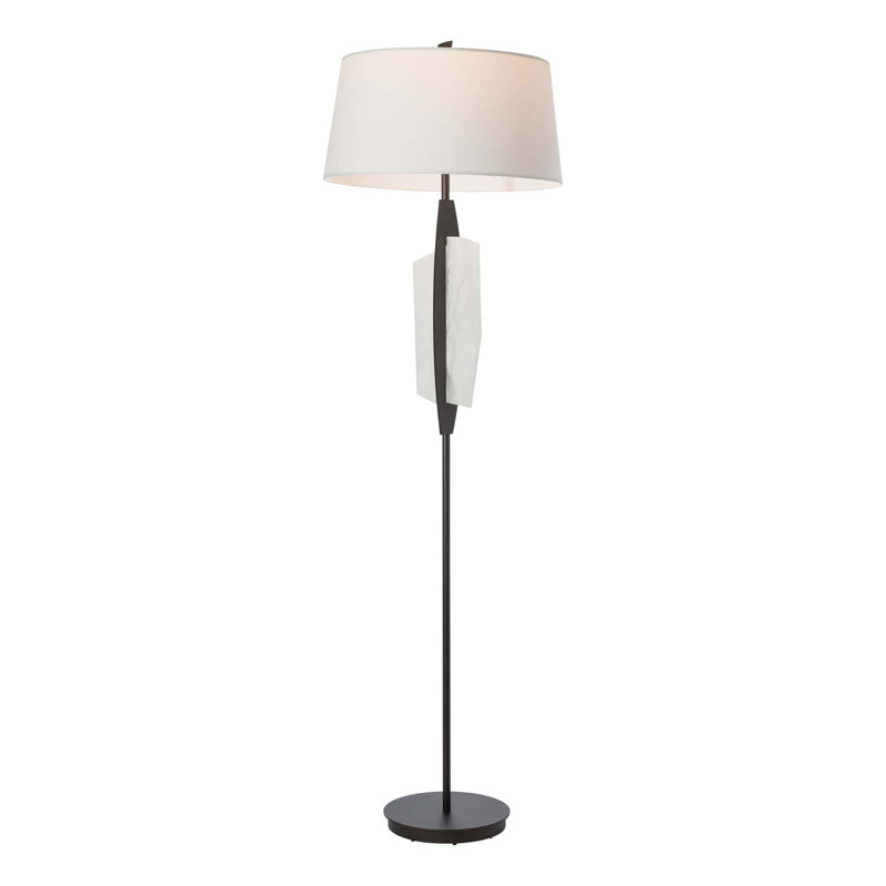 Lampe sur pied Volterra - abat-jour Anna naturel, Bronze frotté à l'huile