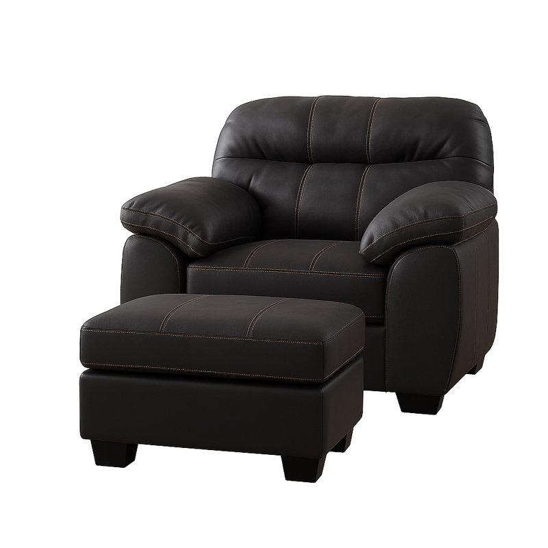  Fauteuil en cuir avec repose-pieds Vegan