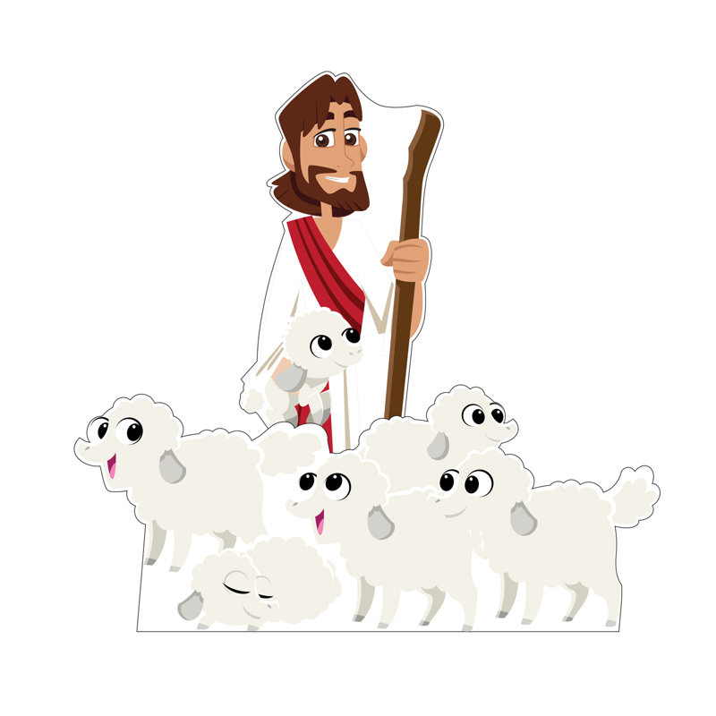 Lifesize Good Shepherd and Sheep Cardboard Standee Set