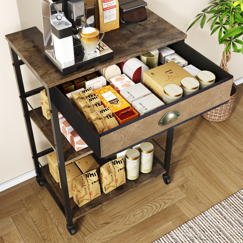 Chrisy 21.65'' W Metal Shelving Unit with Wheels