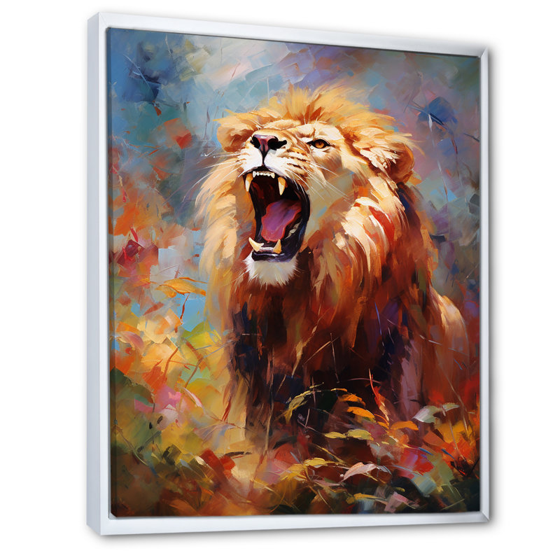 Lion impressioniste sérénade impressionniste - impression, H 20 po x l 12 po x P 1 po, Cadre flottant blanc